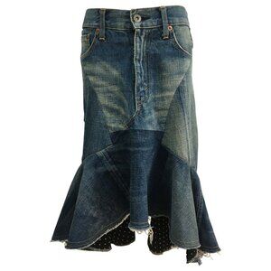 Junya Watanabe Comme des Garçons Deconstructed Denim Asymmetrical  Skirt